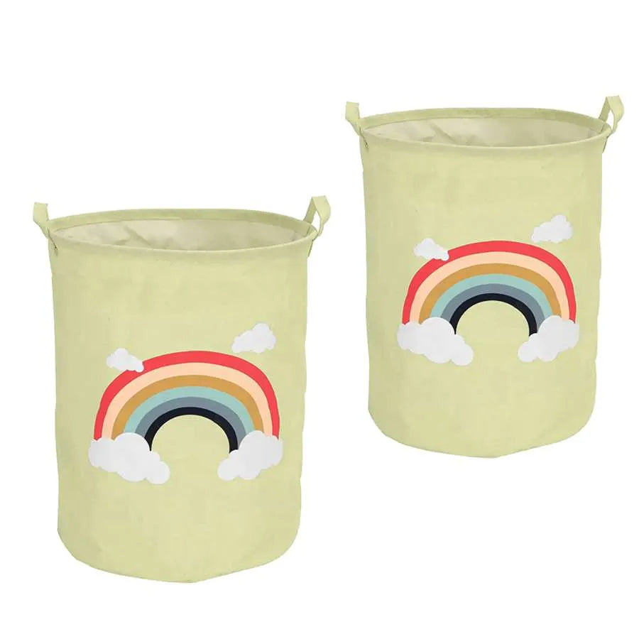 2-Pack Kids Foldable Cotton Laundry Basket for Nursery Storage