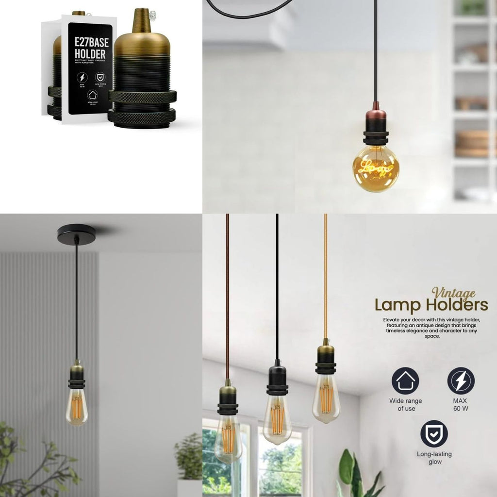Industrial E27 Edison Screw Metal Cord Grip Bulb Holder Lamp Socket