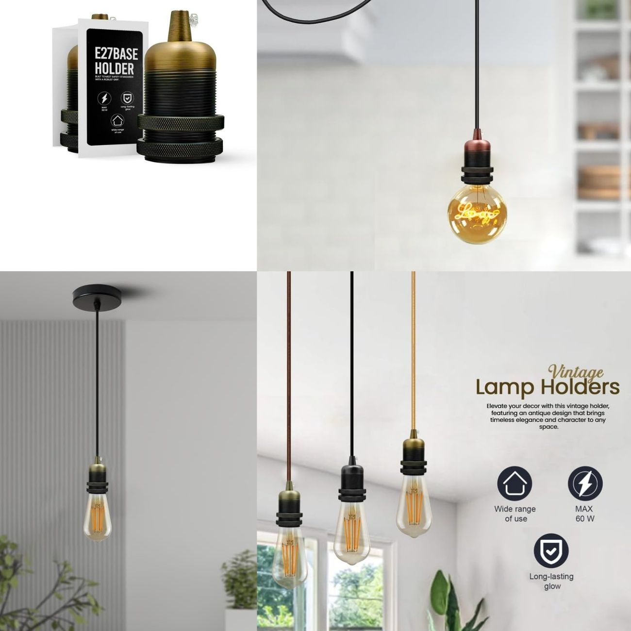 Industrial E27 Edison Screw Metal Cord Grip Bulb Holder Lamp Socket