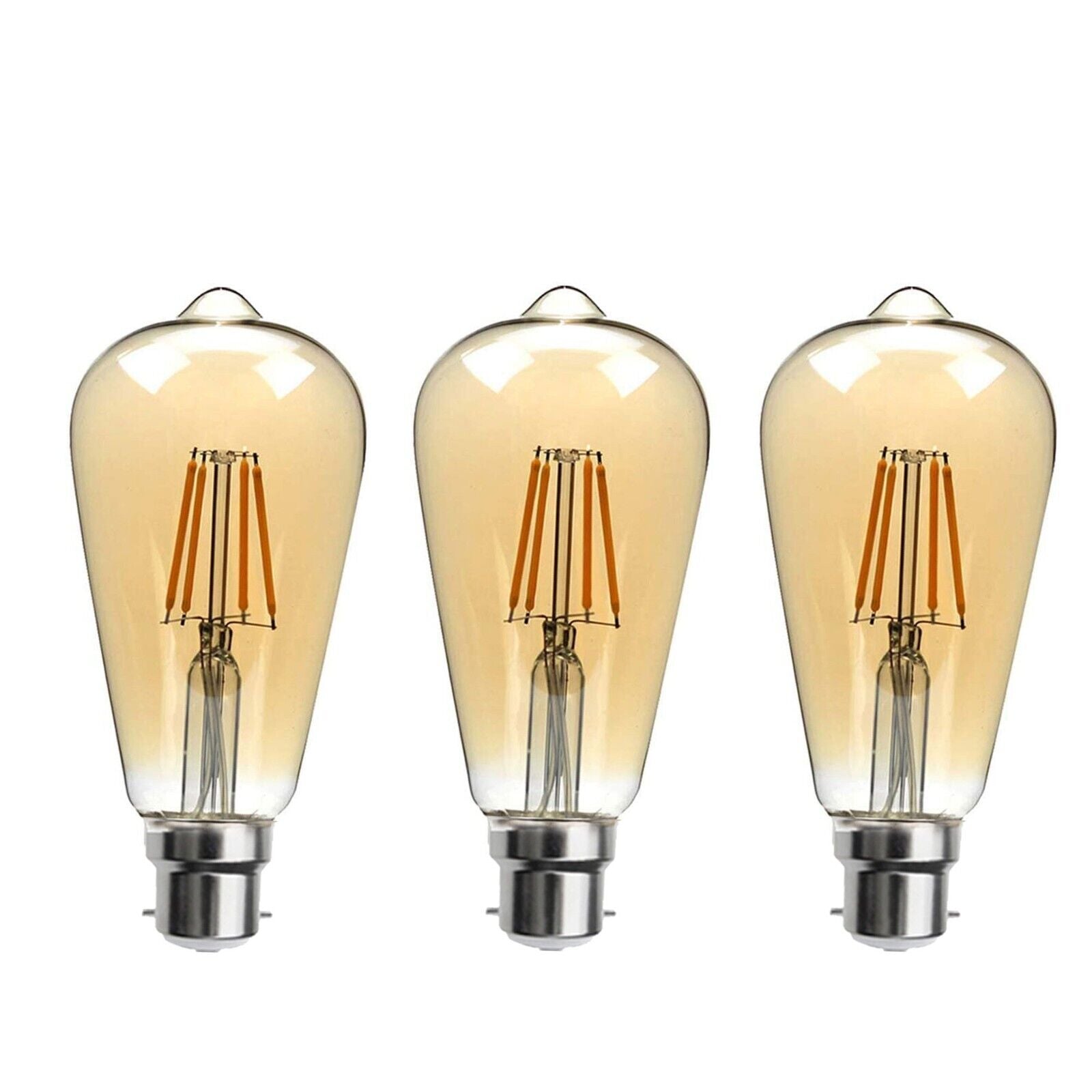 Dimmable ST64 B22 4W Edison Filament LED Light Bulbs Warm White Retro Style