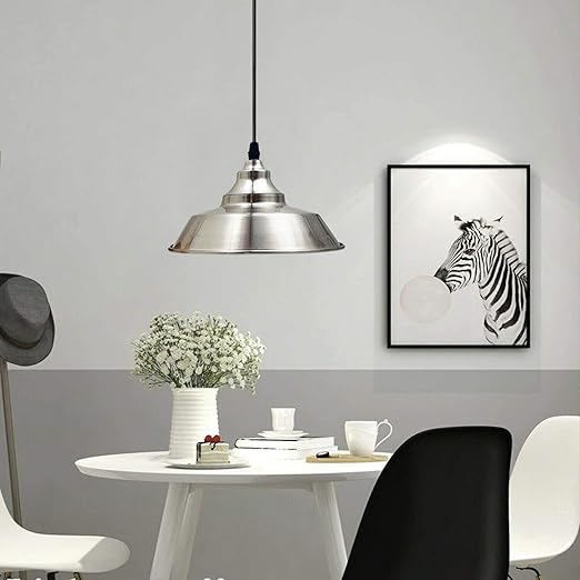 Modern Metal Satin Nickel Pendant Light, Adjustable E27 Kitchen Island Lamp