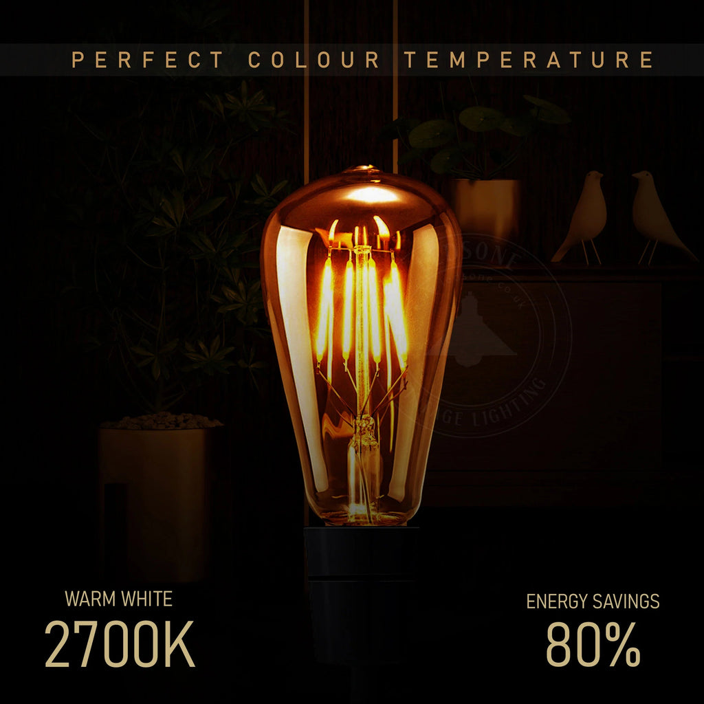 Vintage ST64 Squirrel Cage E27 LED Filament Light Bulb, Warm White, 4W