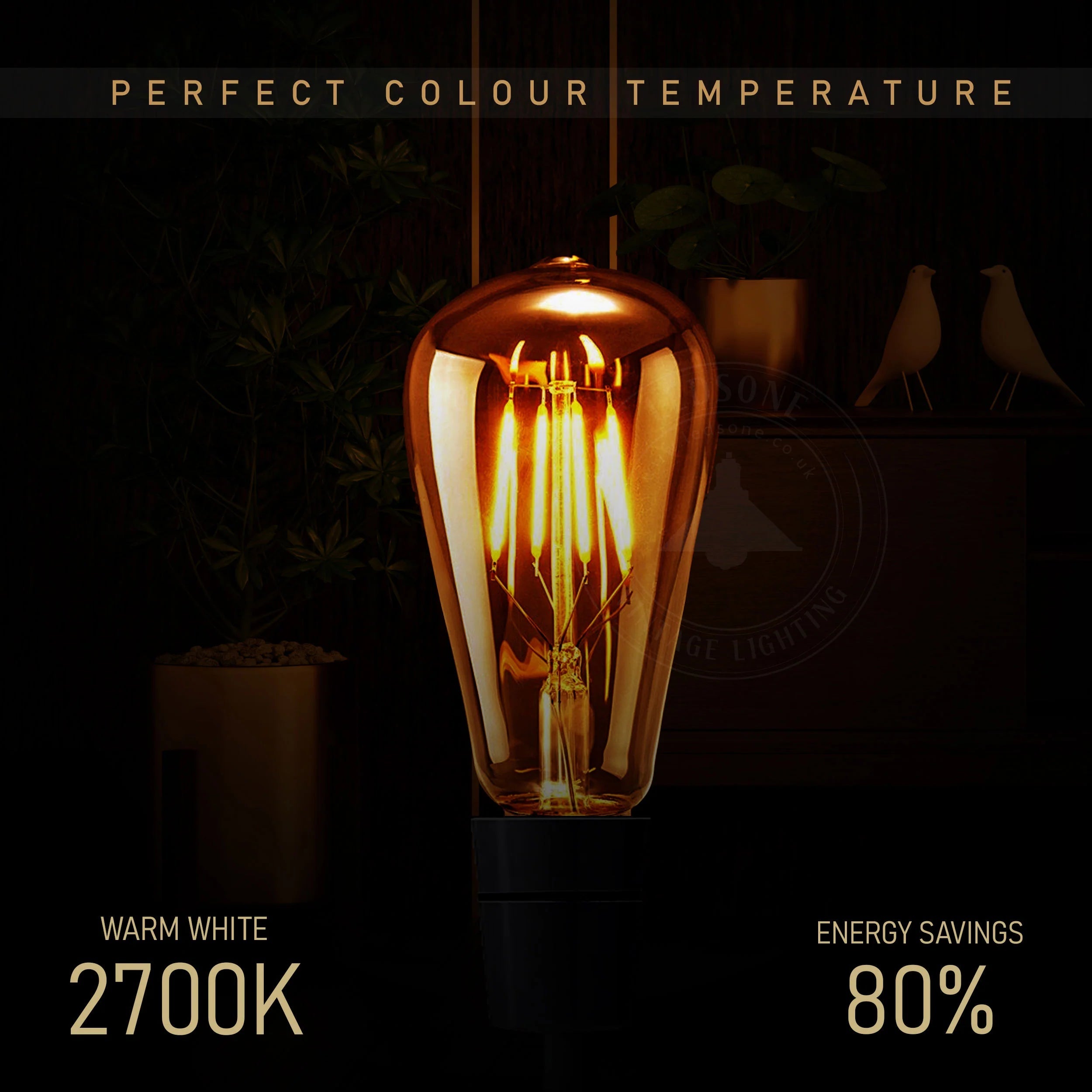 Vintage ST64 Squirrel Cage E27 LED Filament Light Bulb, Warm White, 4W