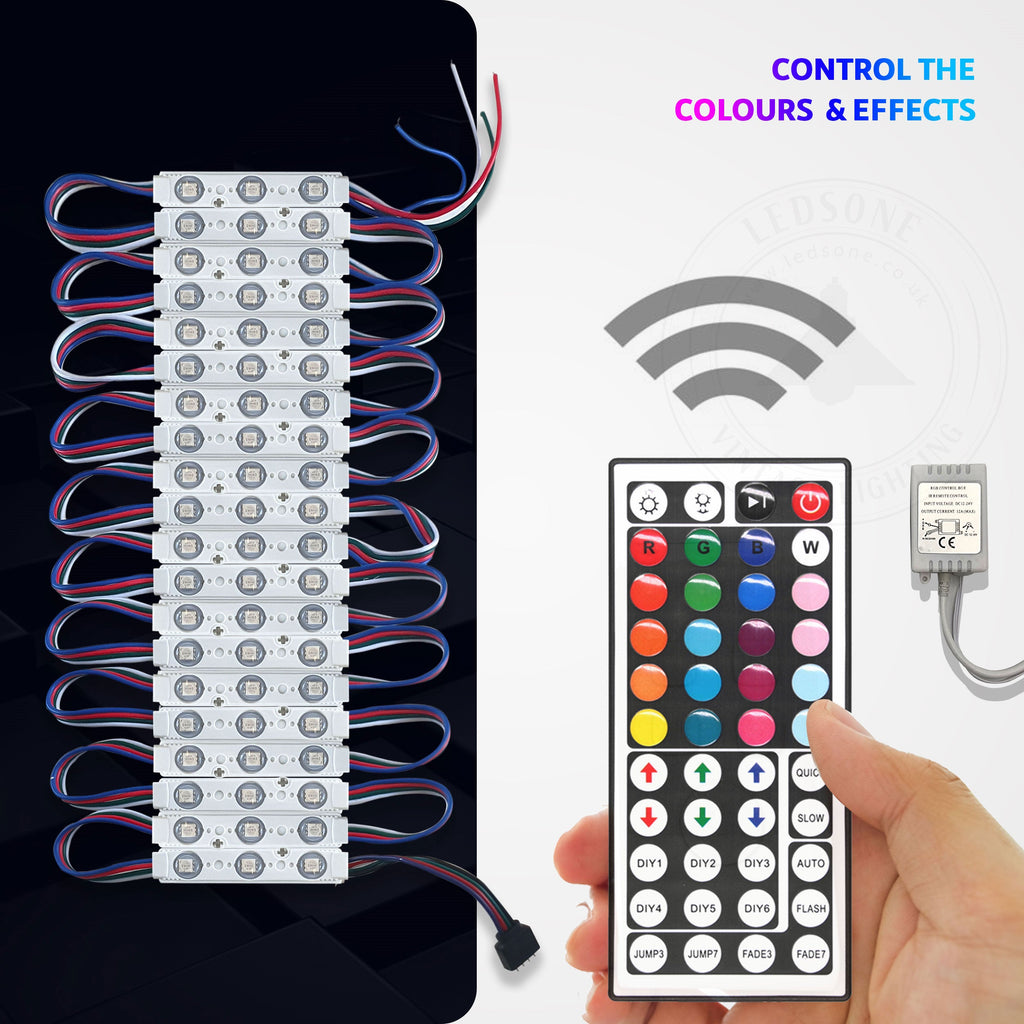 Vibrant 12V RGB LED Module Light Strip, IP67 Waterproof Flexible Decorative Lighting