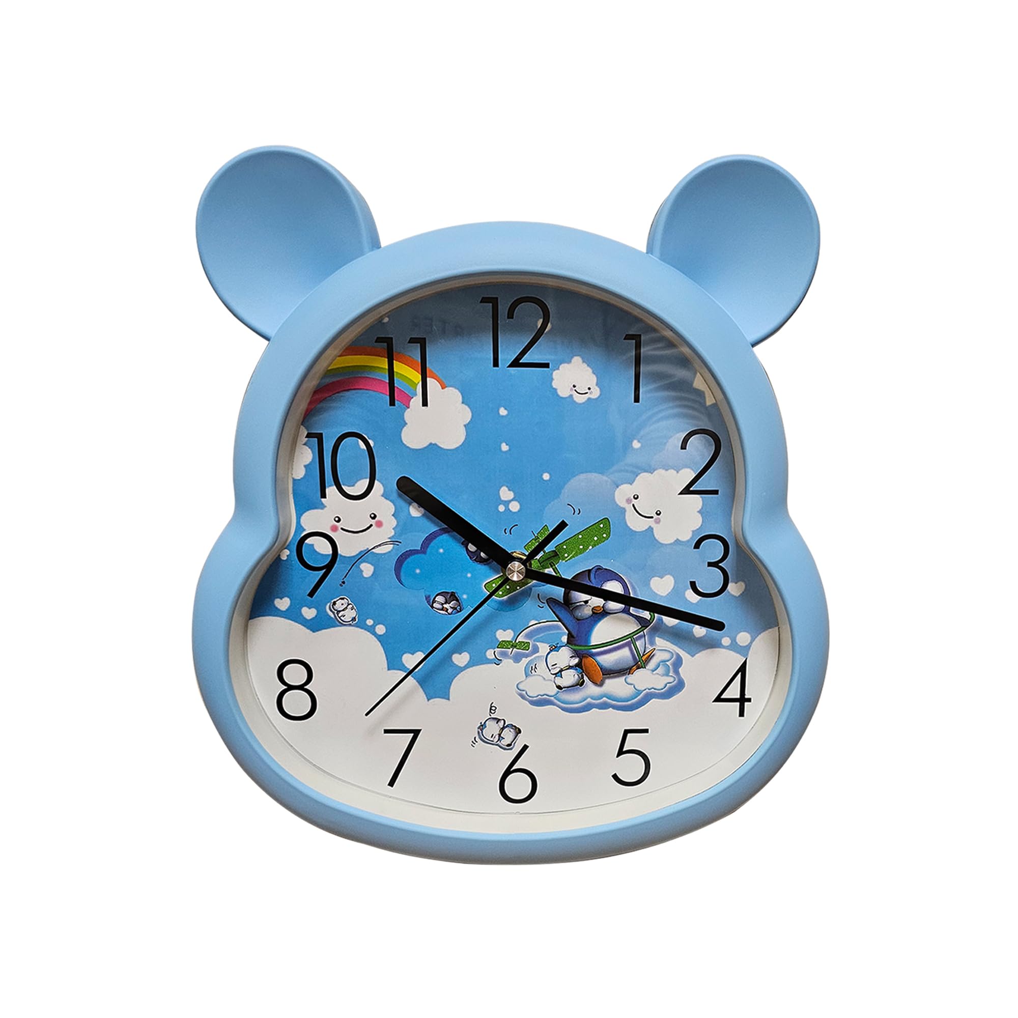 Silent Non-Ticking Round Wall Clock for Kids Room, Large Numbers Battery Powered