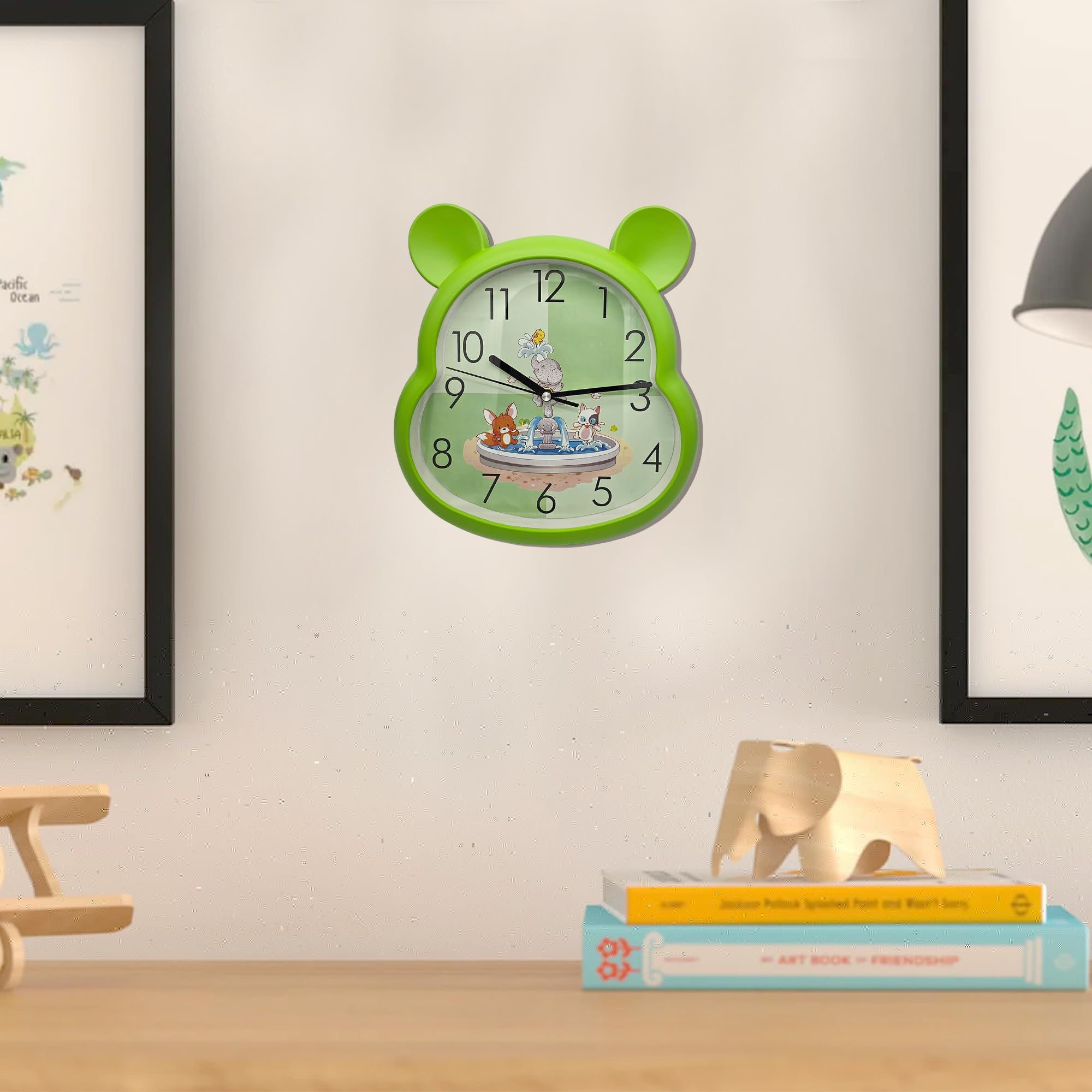 Silent Non-Ticking Round Wall Clock for Kids Room, Large Numbers Battery Powered
