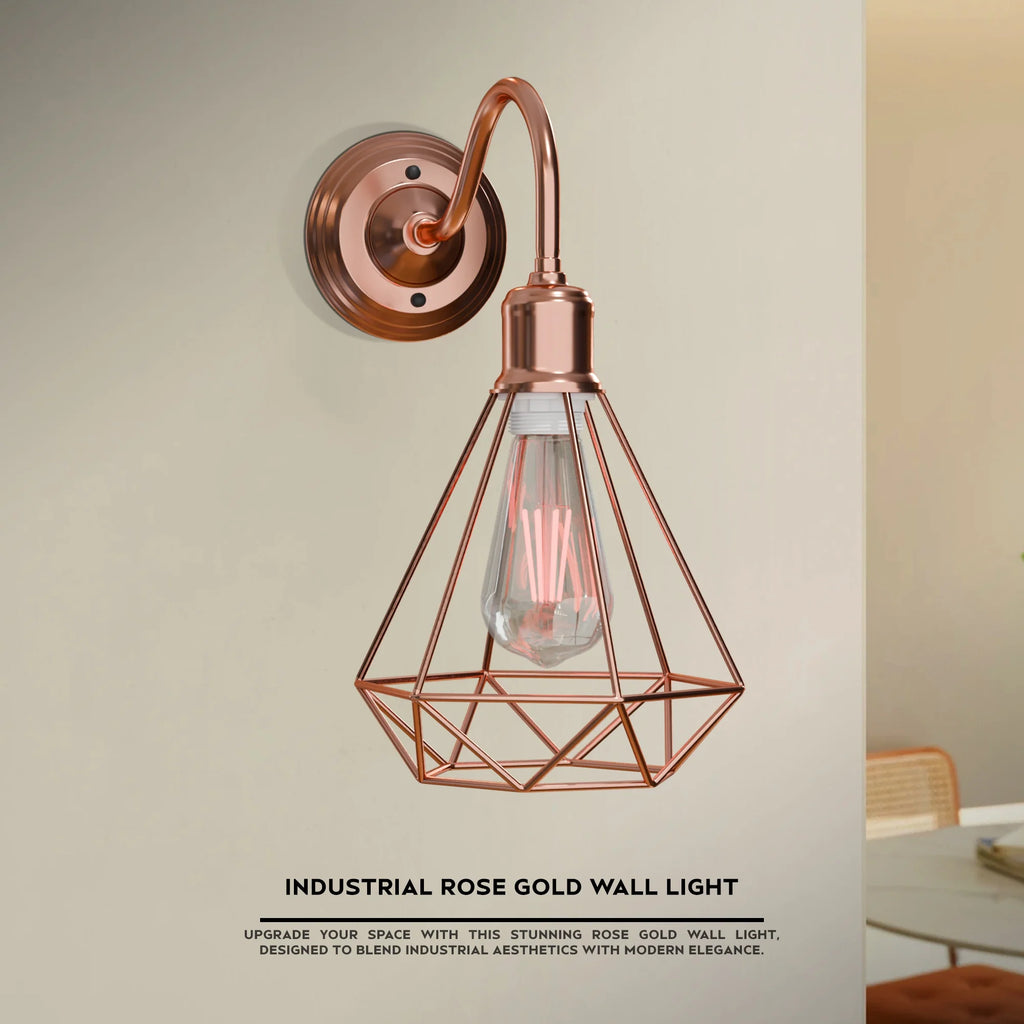 Vintage Wire Cage Wall Sconces Swan Neck Wall Light ~5971