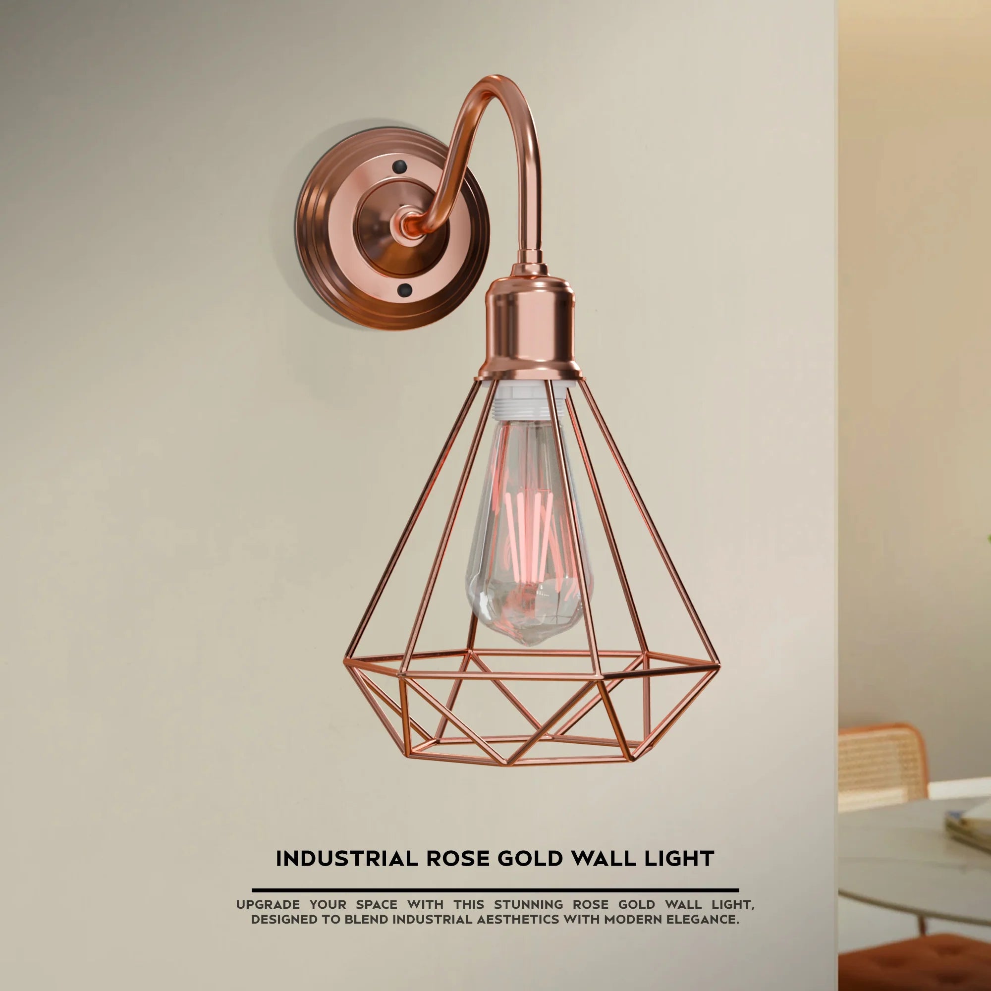 Vintage Wire Cage Wall Sconces Swan Neck Wall Light ~5971