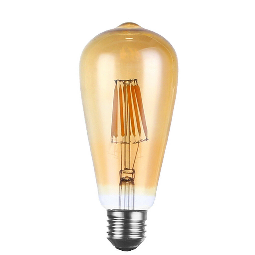 6-Pack Dimmable ST64 E27 Screw LED Filament Bulbs, 8W Retro Warm White
