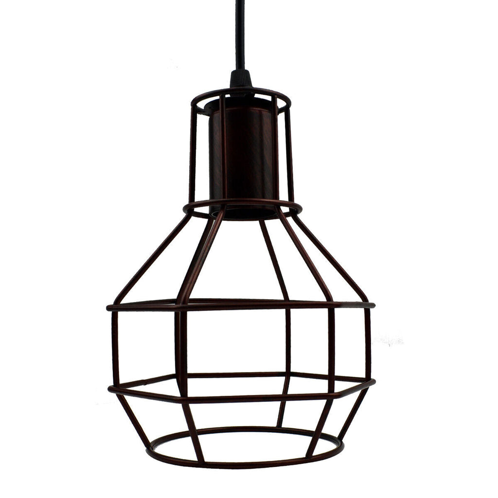 Industrial Retro 3-Light Hanging Cage Pendant Fixture, Adjustable Metal Design