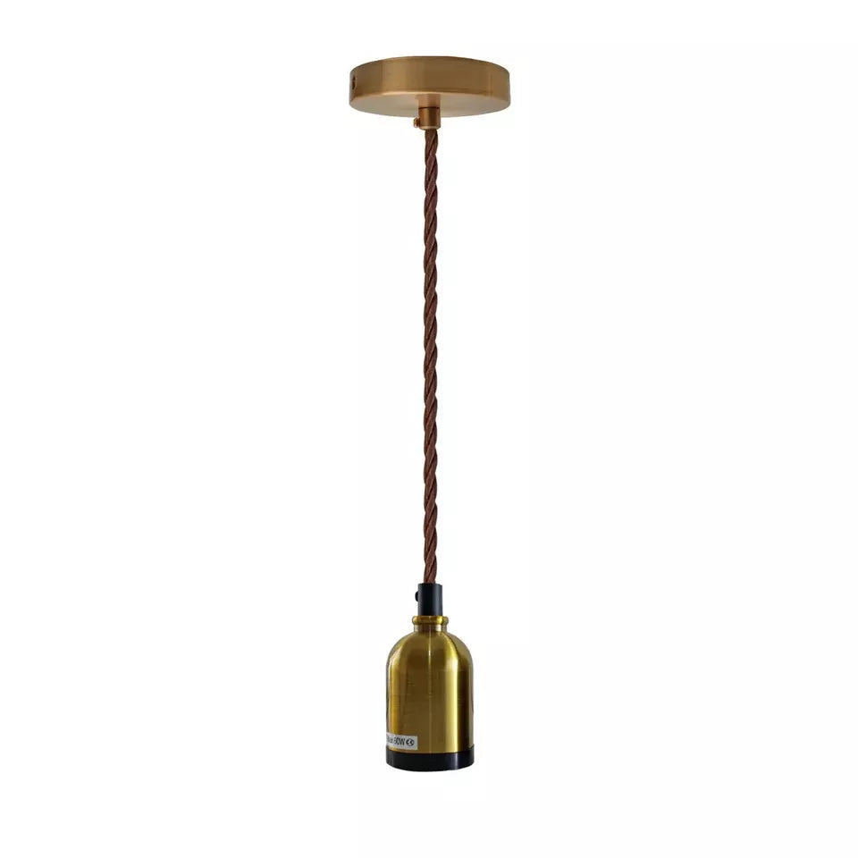 E27 Vintage Industrial Fabric Flex Hanging Pendant Lamp Holder Light Kit