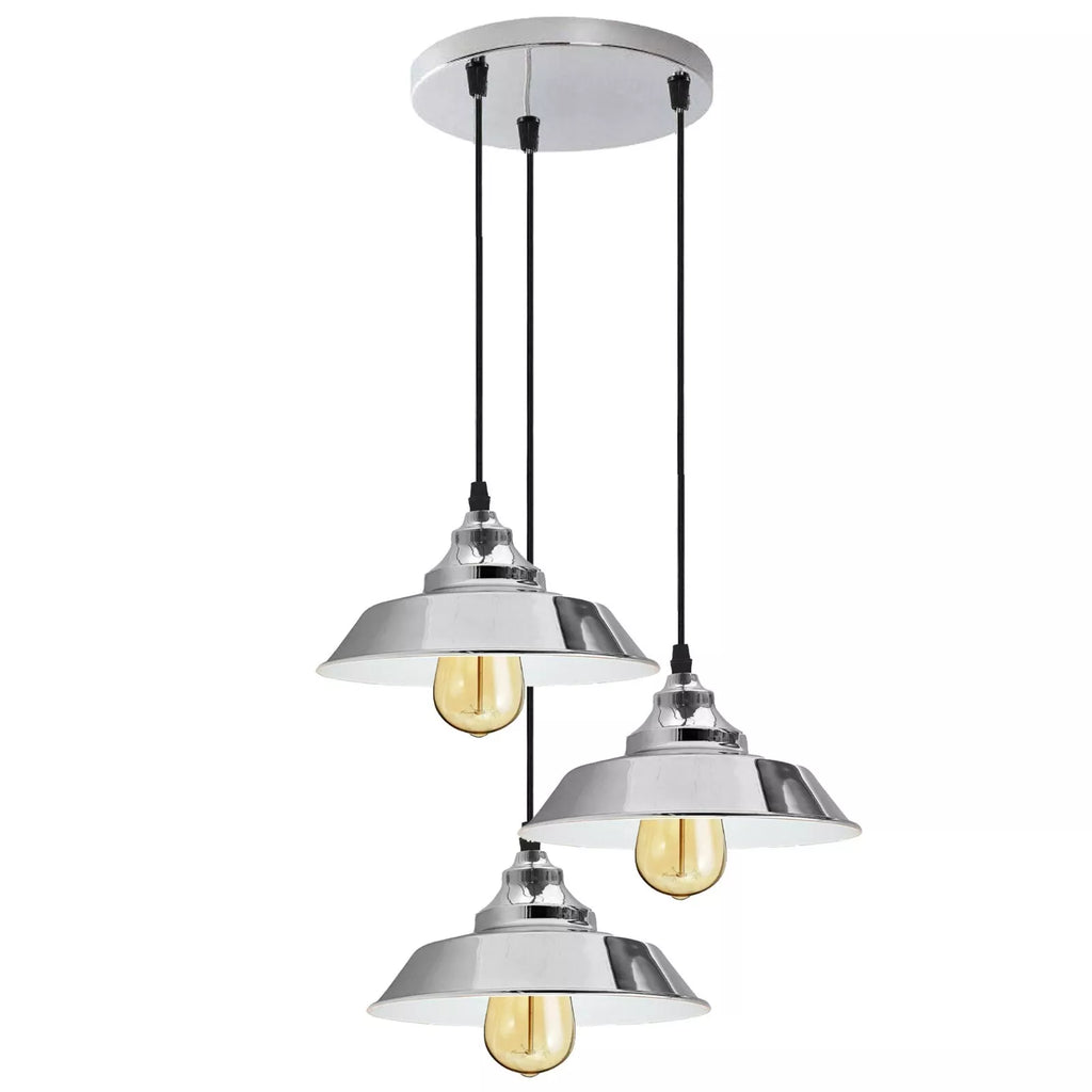 Modern Chrome 3-Light Adjustable Pendant for Kitchen Island & Stairwell Lighting