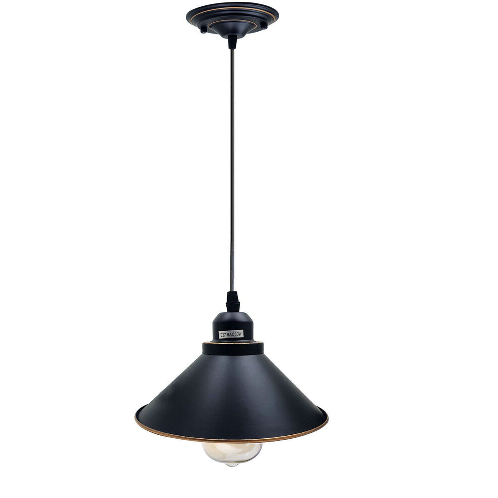 Modern Black Metal Industrial Ceiling Pendant Light Fixture E27 Socket