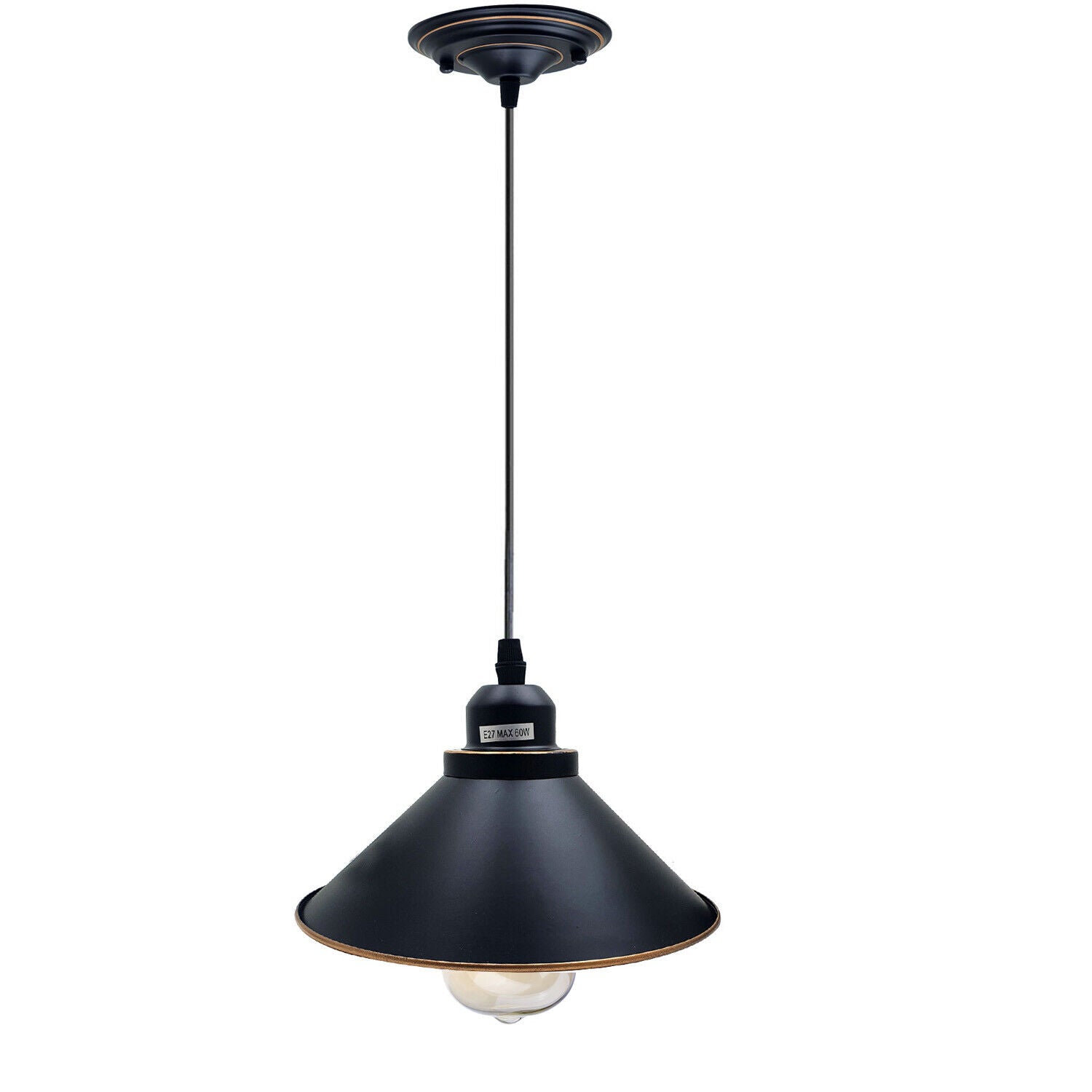 Black Vintage Industrial Metal Ceiling Pendant Light E27 Holder