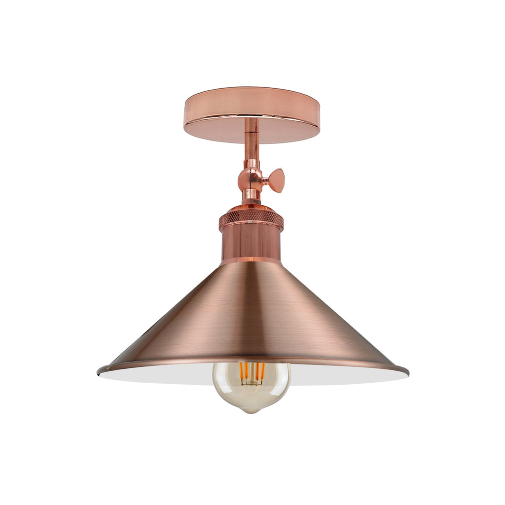 Adjustable Semi-Flush Mount Metal Cone Shade Ceiling Light Fixture for Indoor Decor