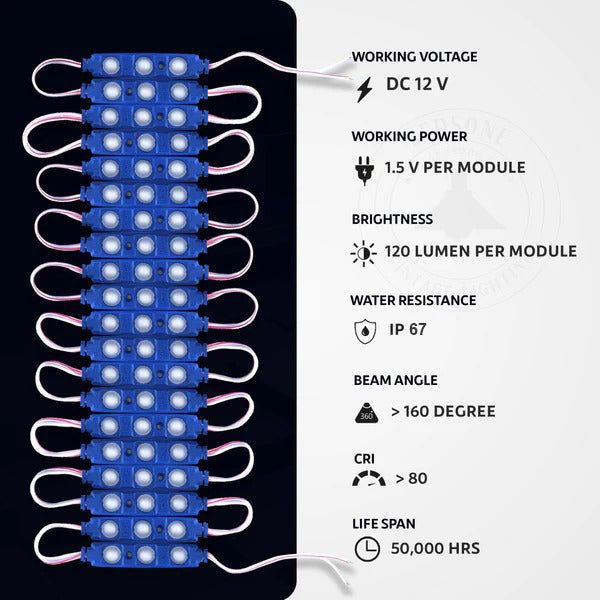 12V Blue LED Modules IP67 Waterproof for Outdoor Signage & Backlighting