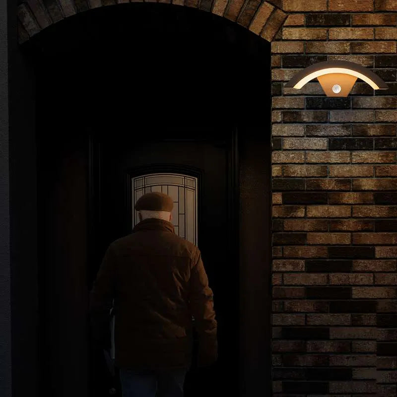 Contemporary 18W LED Outdoor Wall Light, PIR Motion Sensor, IP54