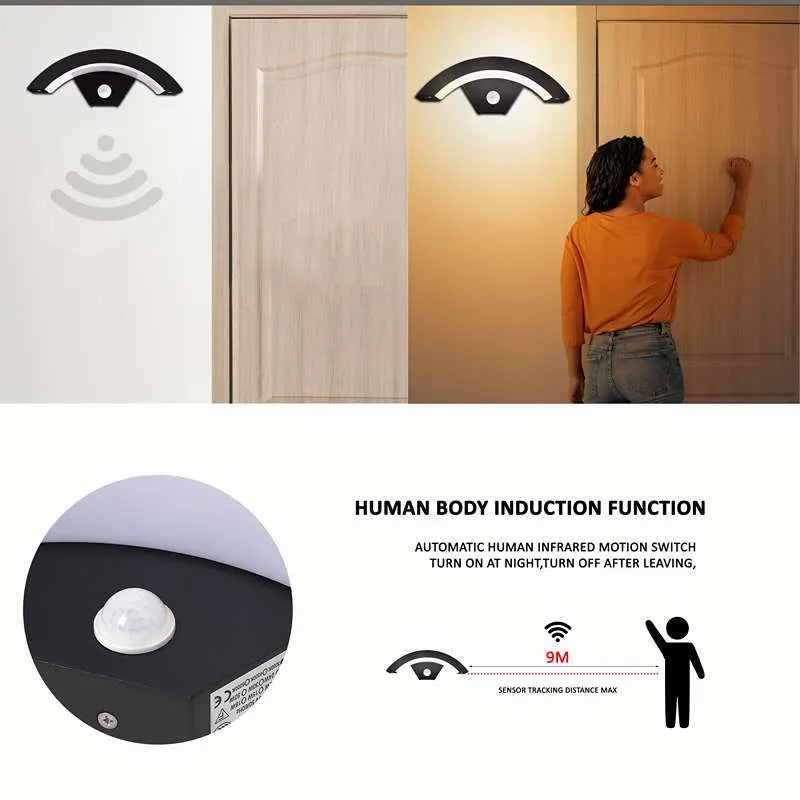 Contemporary 18W LED Outdoor Wall Light, PIR Motion Sensor, IP54
