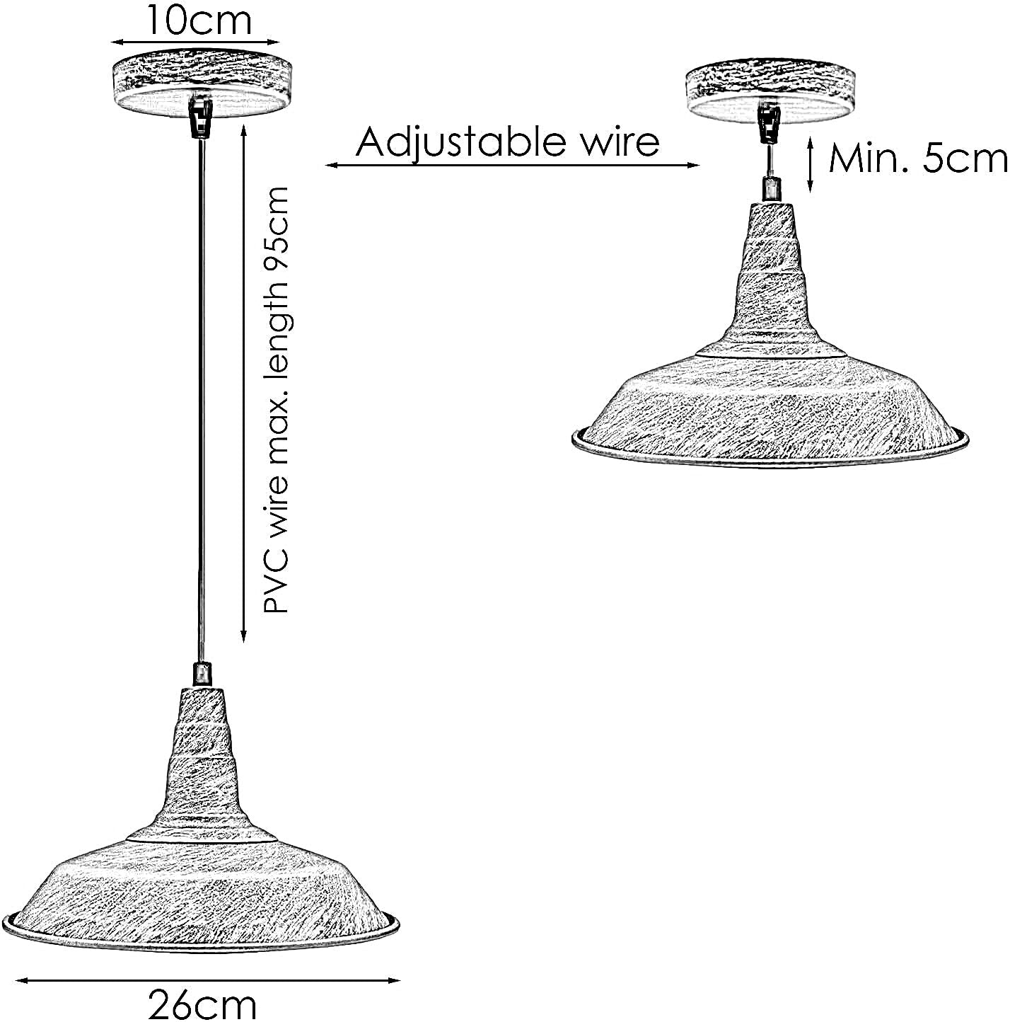 Modern E27 Pendant Ceiling Light with 95cm PVC Cable ~5959