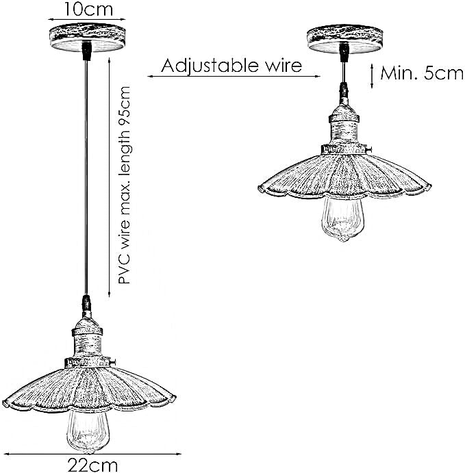 Modern E27 Industrial Pendant Ceiling Light with 37-Inch Cable