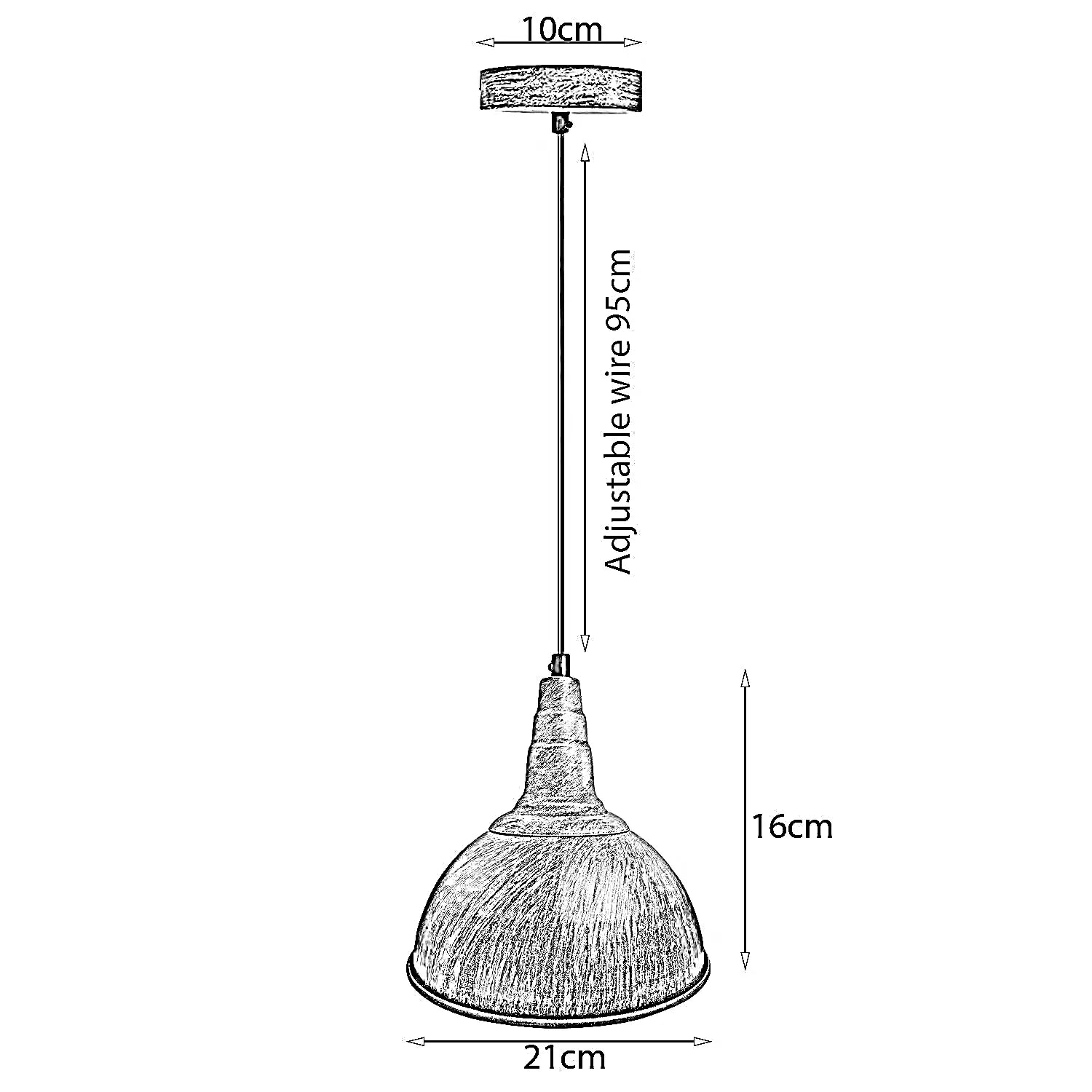 Vintage Industrial Metal Dome Pendant Light with Adjustable Hanging Cord