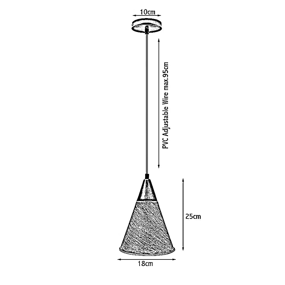 Industrial Vintage Metal Pendant Ceiling Light Fixture, Adjustable Wire, E27 Base
