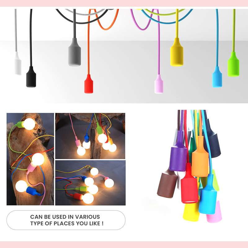 Adjustable E27 Pendant Light Holder Kit, 2M Cable, Multi-Color Design