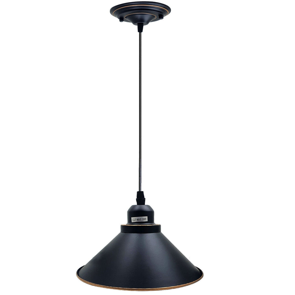 Black Vintage Industrial Metal Ceiling Pendant Light E27 Holder