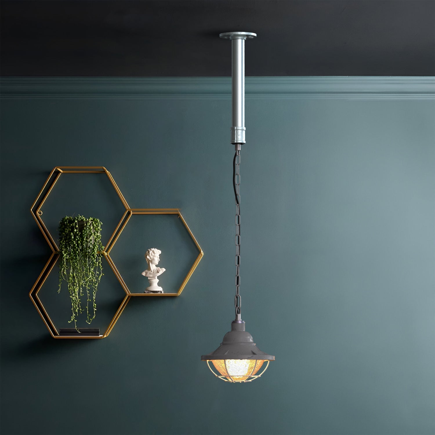 Industrial Metal Wire Cage Pendant Light Fixture - Urban Loft Style Lighting Solution