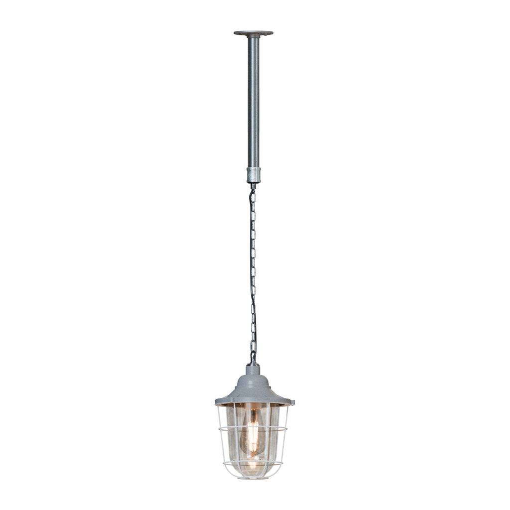 Industrial Rustic Galvanized Steel Conduit Pendant Lamp with Adjustable Chain