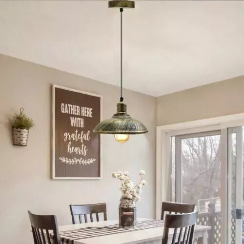 Brushed Brass Vintage Industrial Metal Pendant Light for Modern Home Spaces