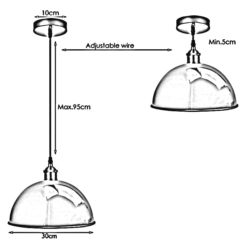 Rustic Black Metal Dome Ceiling Pendant Light - Adjustable, Vintage Industrial Style