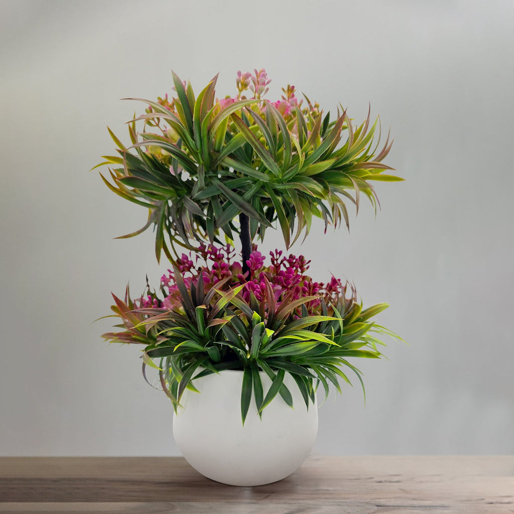 Lifelike Mini Artificial Bonsai Plant Tree for Indoor Outdoor Home Decor, 2 Pack