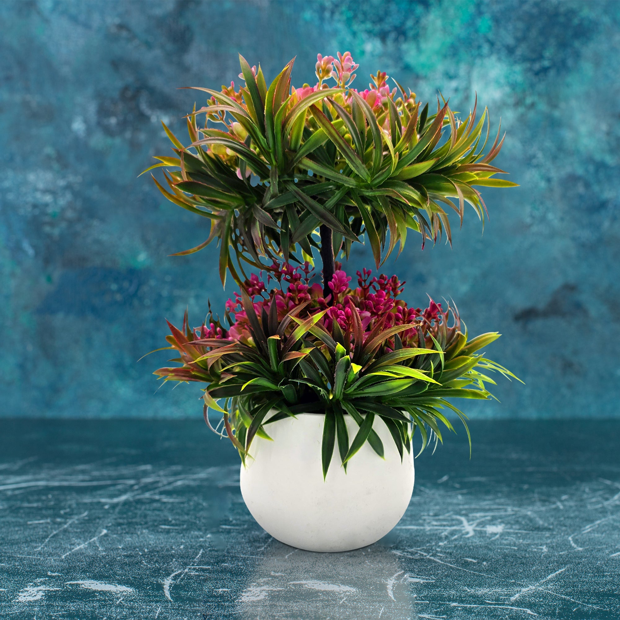 Lifelike Mini Artificial Bonsai Plant Tree for Indoor Outdoor Home Decor, 2 Pack