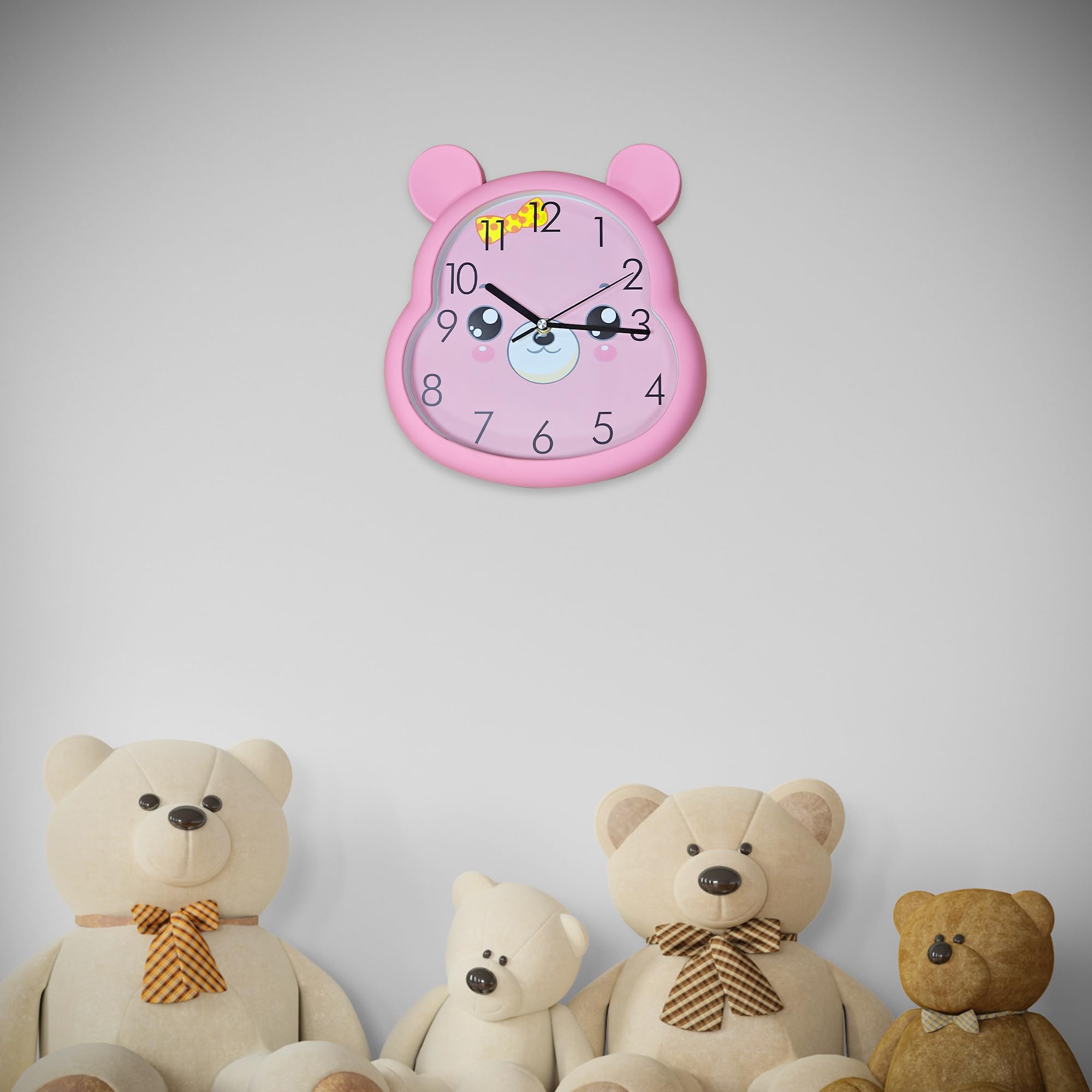 Silent Non-Ticking Round Wall Clock for Kids Room, Large Numbers Battery Powered
