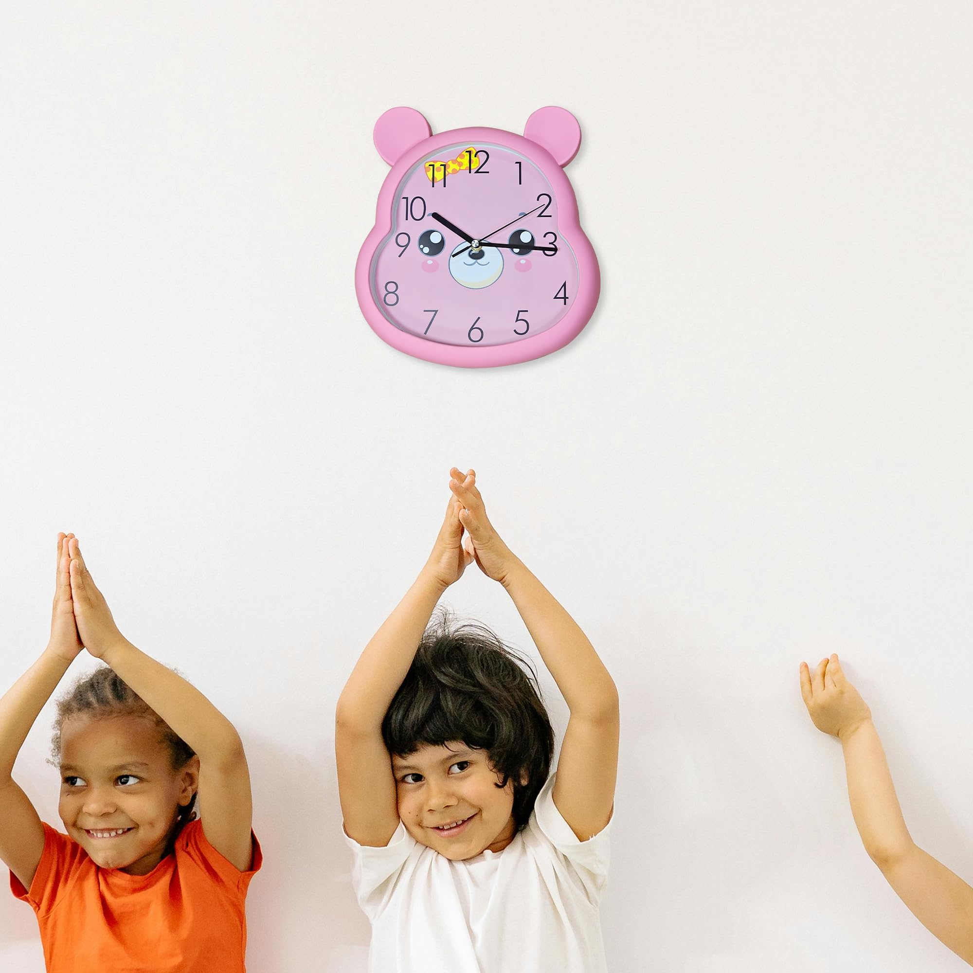 Silent Non-Ticking Round Wall Clock for Kids Room, Large Numbers Battery Powered