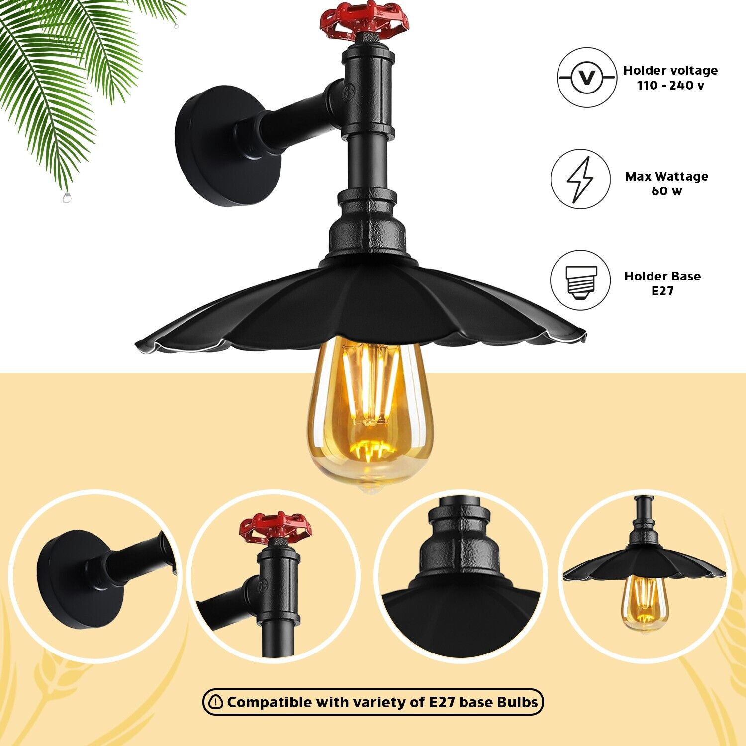 Industrial Pipe Wall Lighting Fixture ~ 5861