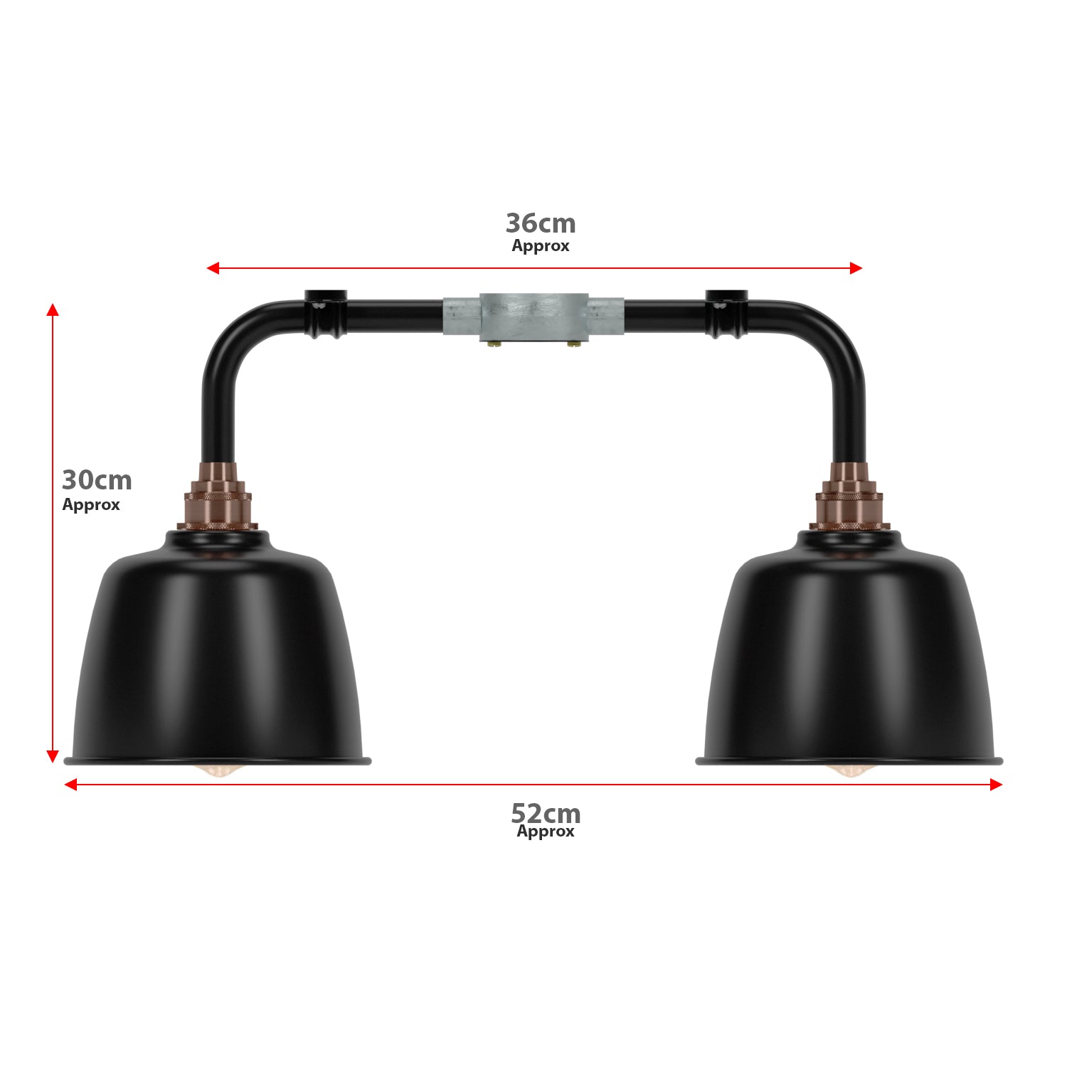 Industrial Black Metal Conduit Ceiling Light Fixture Kit E27 Base