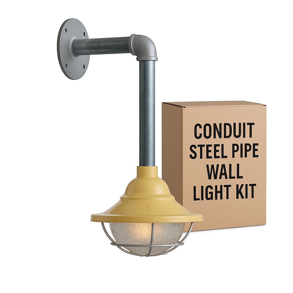 Industrial Conduit Steel Pipe Wall Light With Cage Wall Mounted ~ 6113