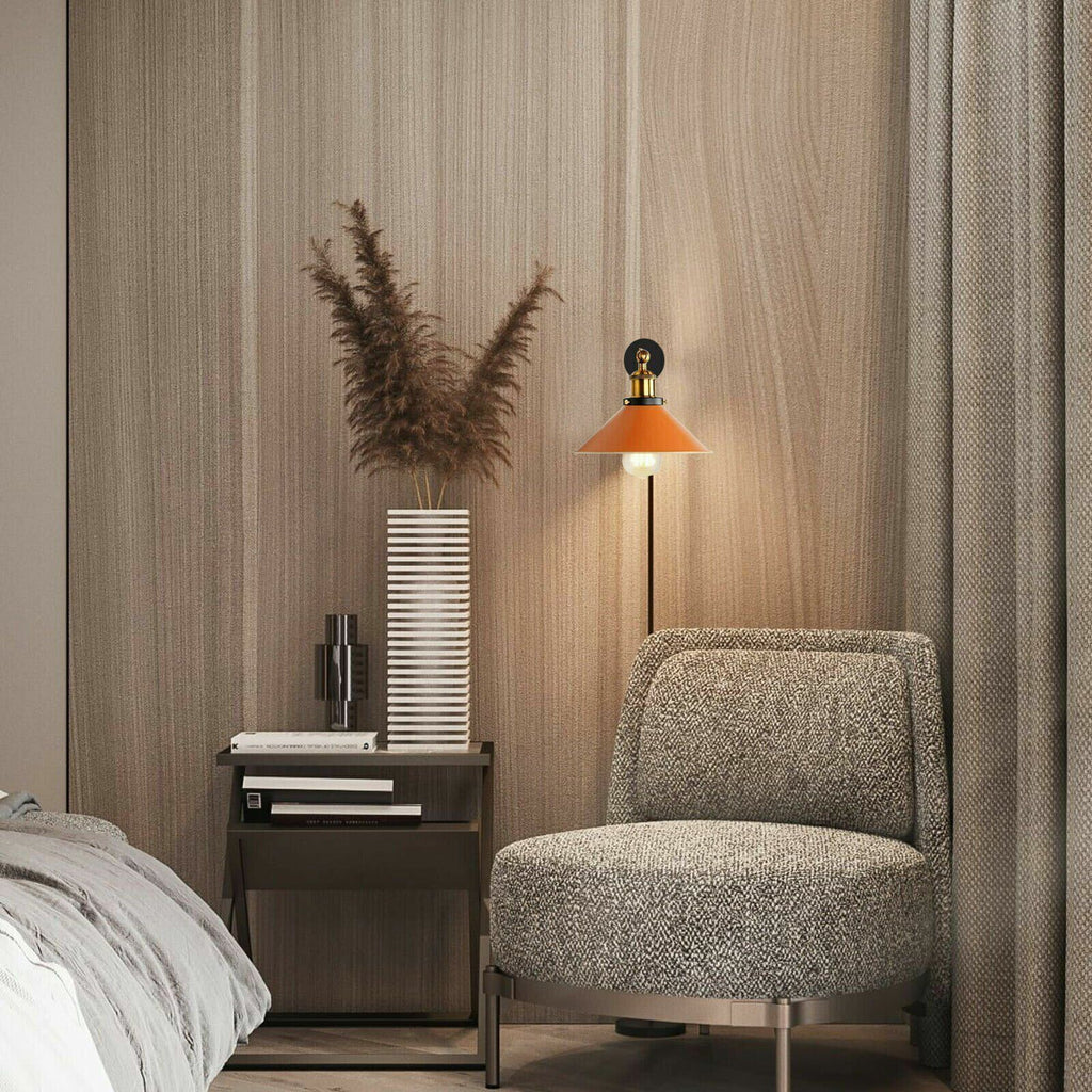 Industrial Plug-In Wall Light Sconce Vintage Metal Shade E27 Base Dimmable