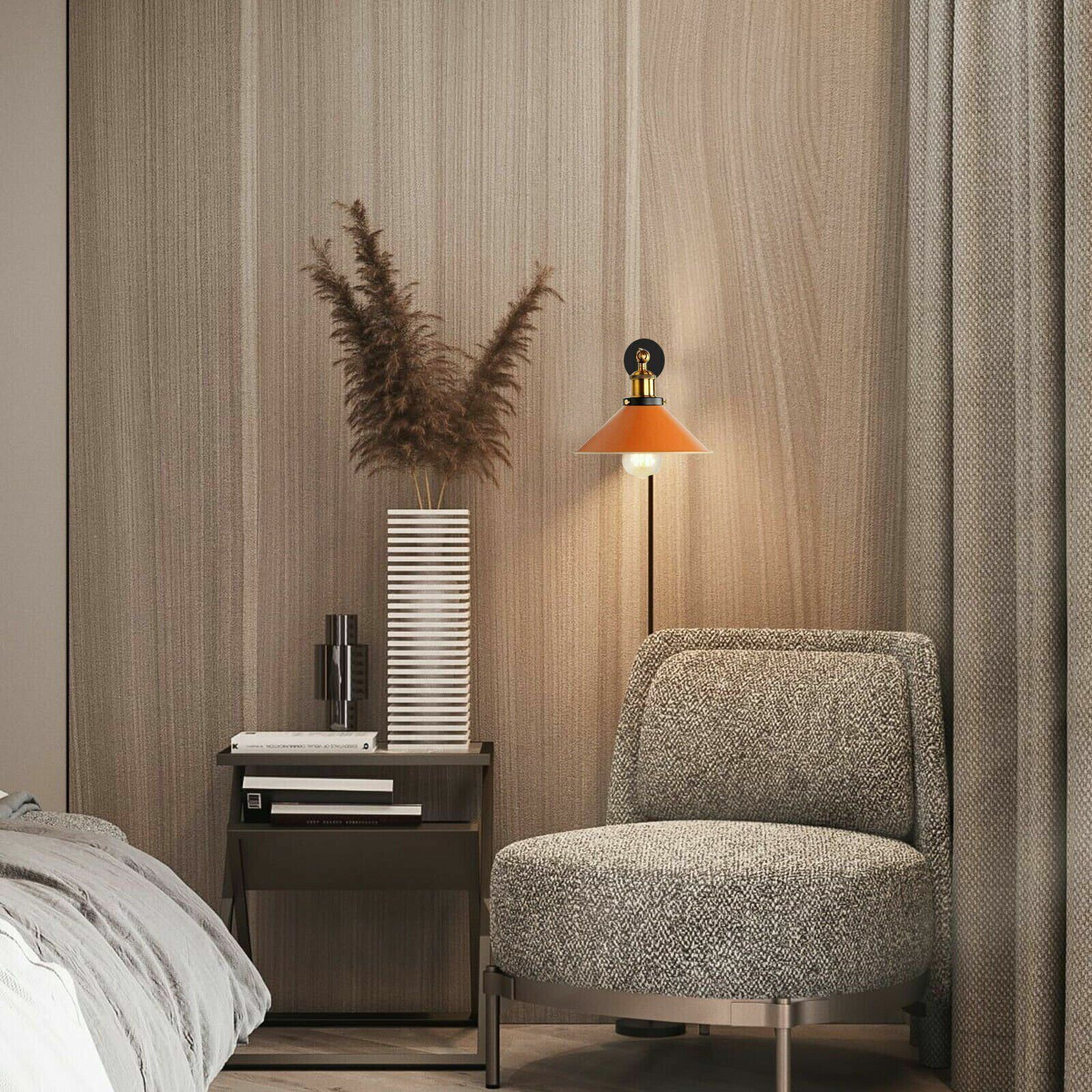 Industrial Plug-In Wall Light Sconce Vintage Metal Shade E27 Base Dimmable