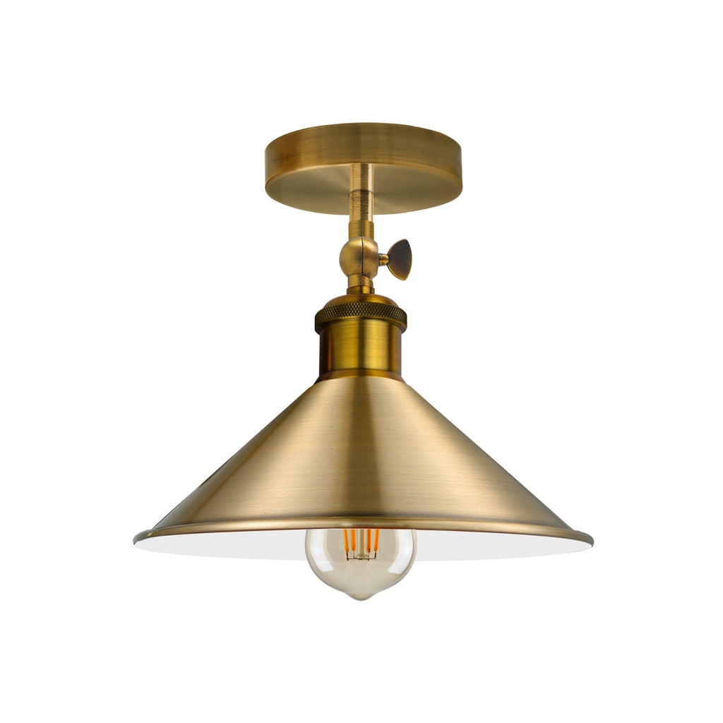Adjustable Metal Cone Shade Industrial Semi Flush Ceiling Light