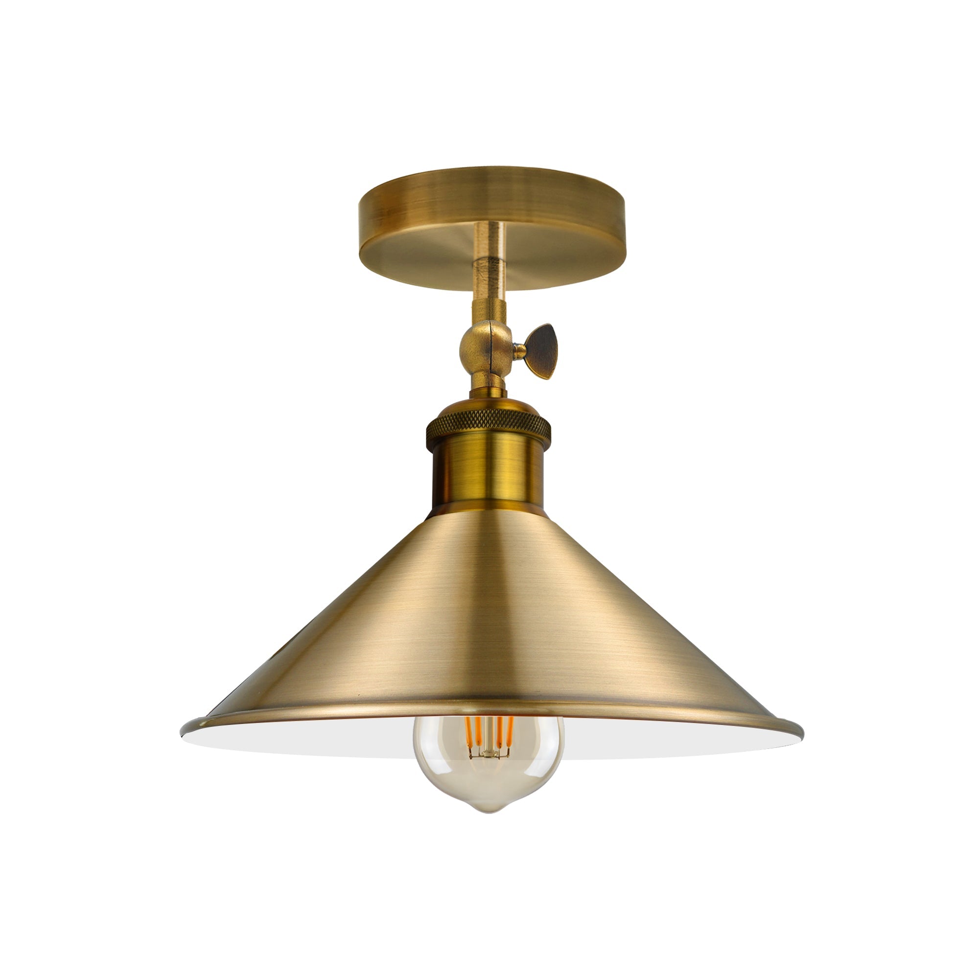 Adjustable Metal Cone Shade Industrial Semi Flush Ceiling Light