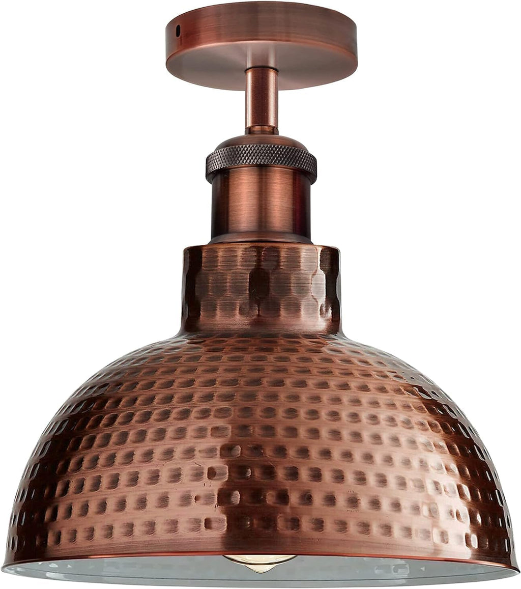 Industrial Modern Metal Dome Semi-Flush Ceiling Light E27 Base Fixture