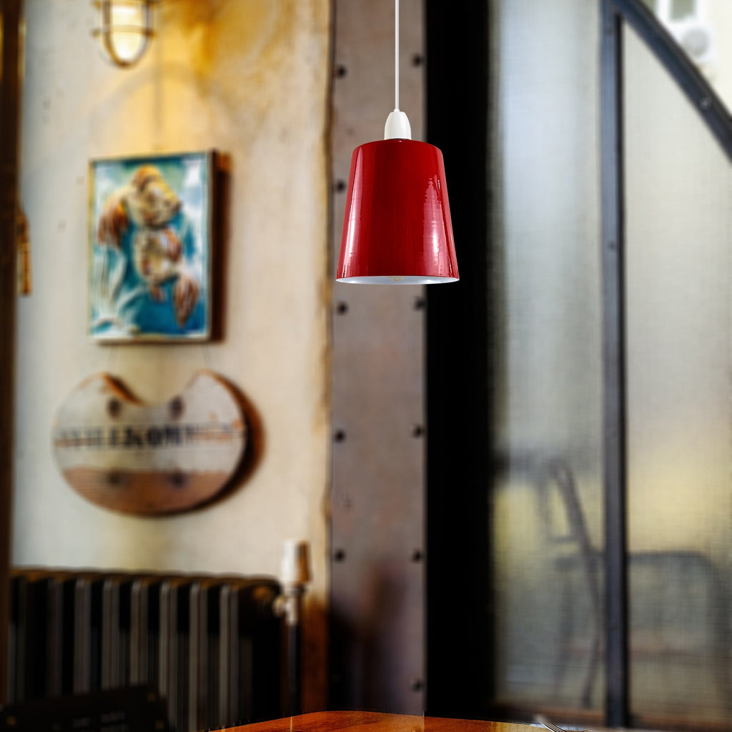 Modern Red Metal Easy Fit Pendant Light Lampshade for Kitchen Island