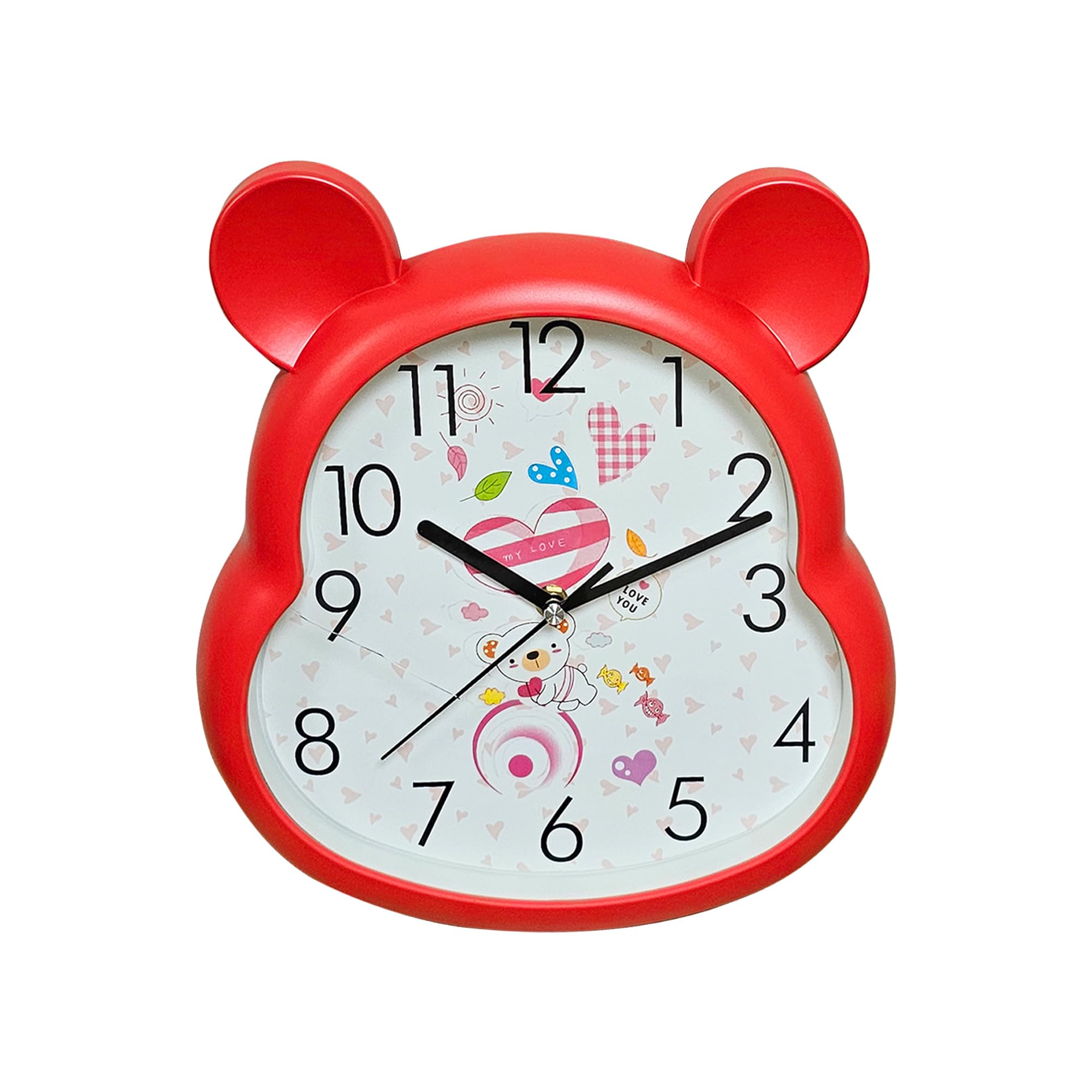 Silent Non-Ticking Round Wall Clock for Kids Room, Large Numbers Battery Powered
