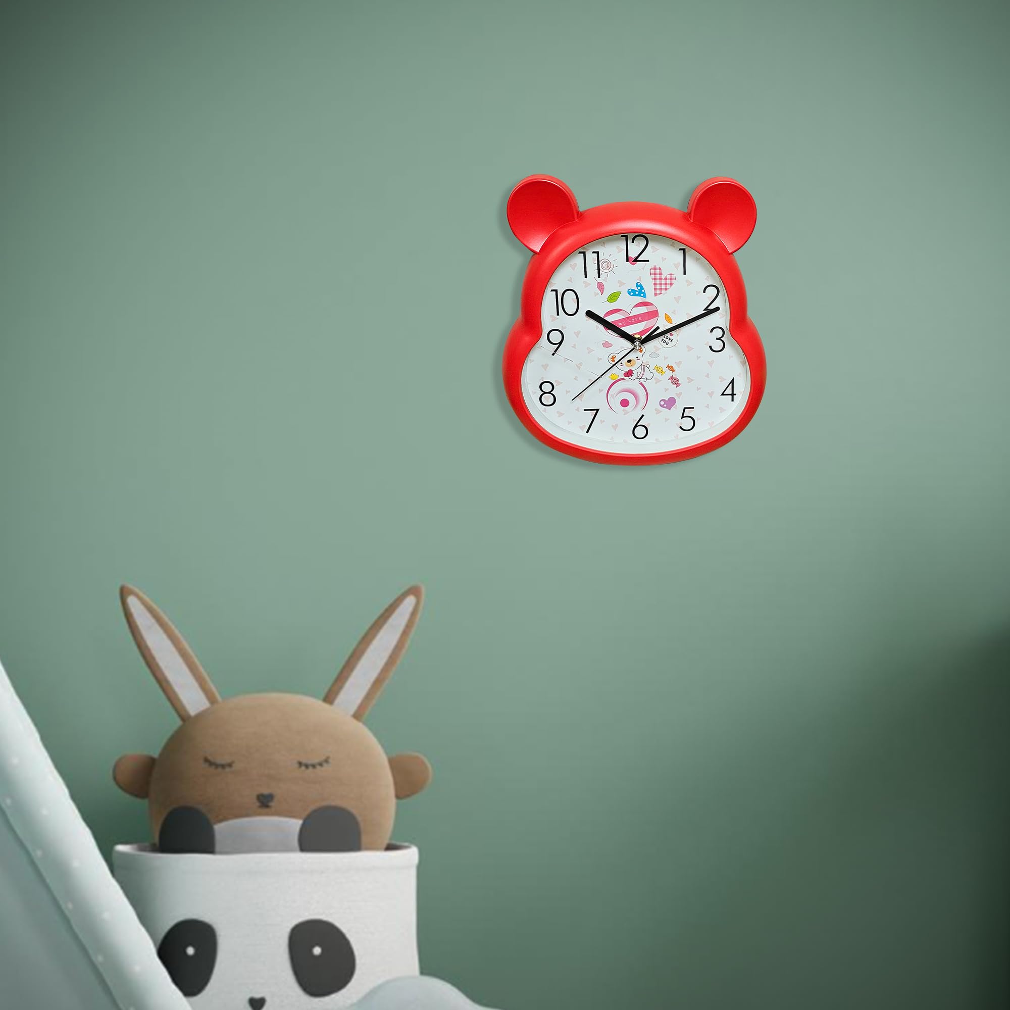 Silent Non-Ticking Round Wall Clock for Kids Room, Large Numbers Battery Powered
