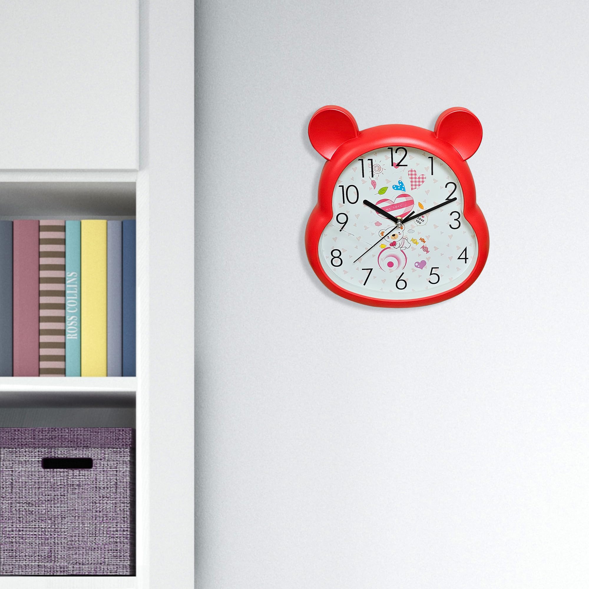 Silent Non-Ticking Round Wall Clock for Kids Room, Large Numbers Battery Powered