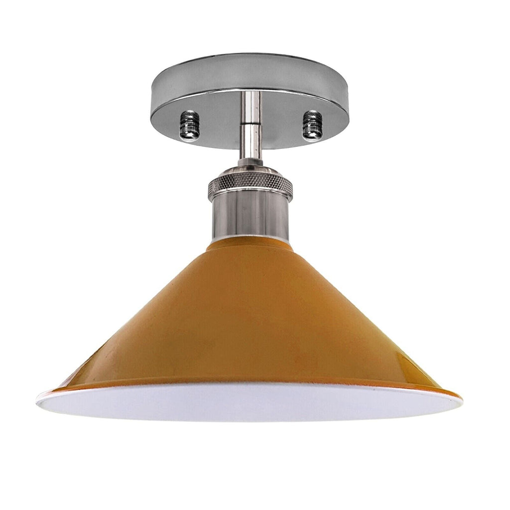 Industrial Flush Mount Cone Ceiling Light, Vintage Retro Style for Living Room