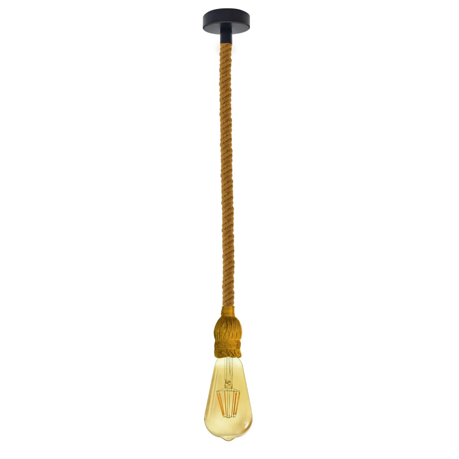 Rustic Hemp Rope Ceiling Pendant Light E27 Fitting for Industrial Decor